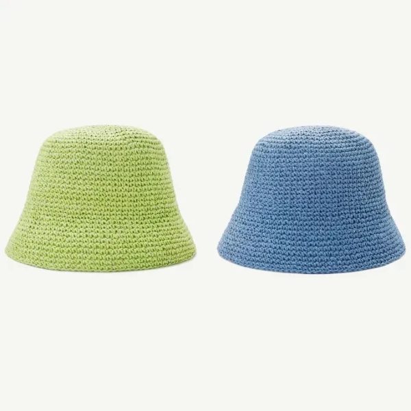 Custom solid color spliced paper straw hat  Bucket hat dome large brim beach sunshade straw hat for women - Image 4