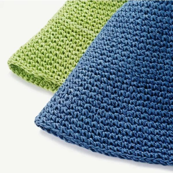 Custom solid color spliced paper straw hat  Bucket hat dome large brim beach sunshade straw hat for women - Image 6