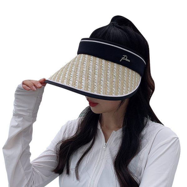hot sale summer women's Sun Visor straw hat outdoor anti-ultraviolet riding foldable empty top hat - Image 4