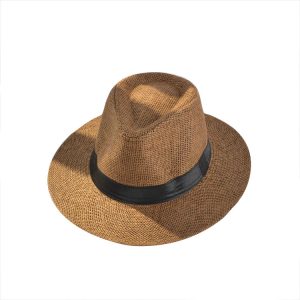 2024 wholesale custom Classical Panama British Style new solid color wide brim straw hat casual straw hats summer men straw hat