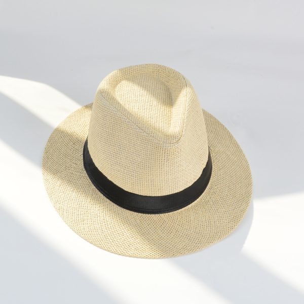 2024 wholesale custom Classical Panama British Style new solid color wide brim straw hat casual straw hats summer men straw hat - Image 2