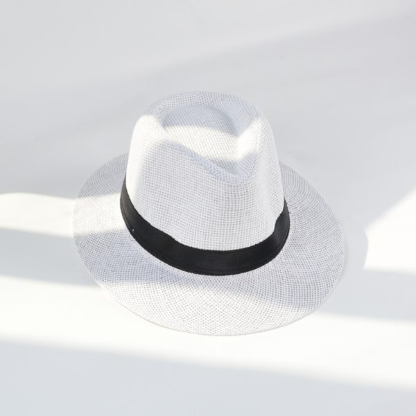 2024 wholesale custom Classical Panama British Style new solid color wide brim straw hat casual straw hats summer men straw hat - Image 3