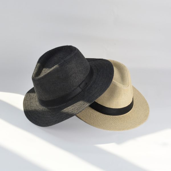 2024 wholesale custom Classical Panama British Style new solid color wide brim straw hat casual straw hats summer men straw hat - Image 5