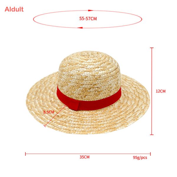 2024 new wholesale Unisex luffy straw hat luffy custom straw hat Adult child Real grass straw hats for kids - Image 5