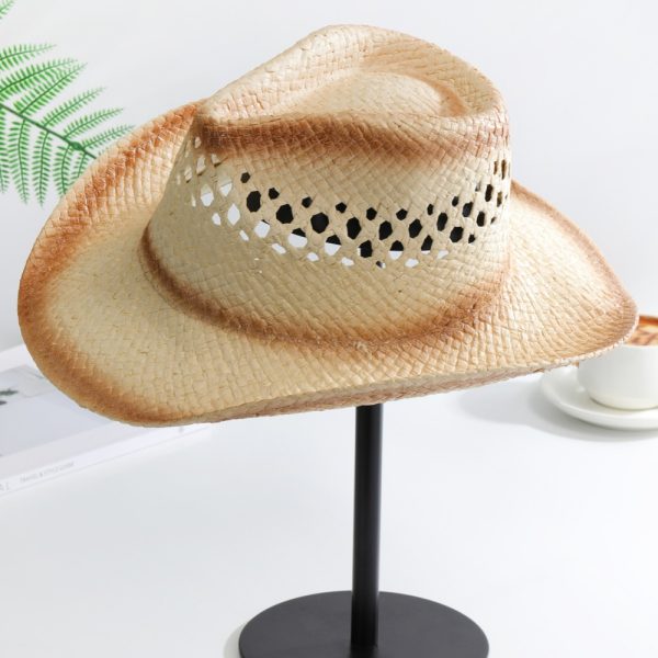 paper straw hats custom color cap wide brim straw hat cowboy wholesale 2024 caps fashion visor straw hat - Image 4