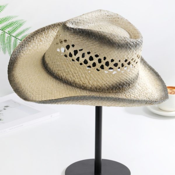 paper straw hats custom color cap wide brim straw hat cowboy wholesale 2024 caps fashion visor straw hat - Image 5