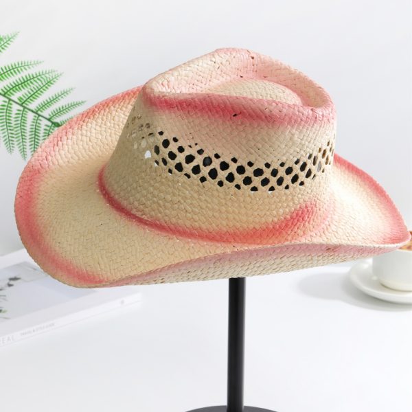 paper straw hats custom color cap wide brim straw hat cowboy wholesale 2024 caps fashion visor straw hat - Image 6