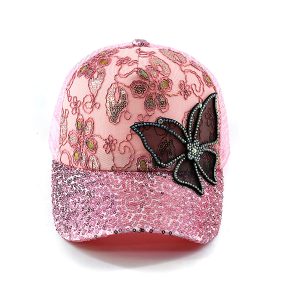 New Fashion candy color sequin butterfly  5 Panel baseball cap for women  trucker hats caps golf hats sports caps