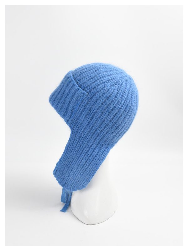 2024 wholesale Solid color Rabbit fur knitted hat INS style Rabbit fur beanie hat fashionable outdoor ear protection bennie hat - Image 2