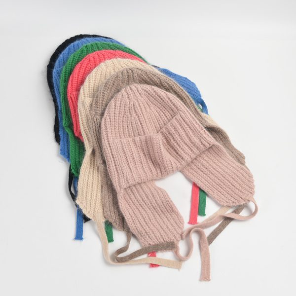 2024 wholesale Solid color Rabbit fur knitted hat INS style Rabbit fur beanie hat fashionable outdoor ear protection bennie hat - Image 4