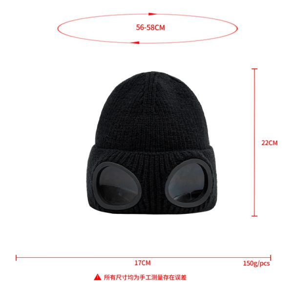 2024 wholesale Solid color ski with lenses knitted hat INS style wool beanie hat unisex winter sport knit acrylic beanie hat cap - Image 6