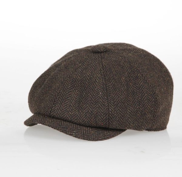 2024 Spring and autumn plaid hand-woven beret INS style adjustable painter hat custom beret for man Wool British octagonal hat - Image 2