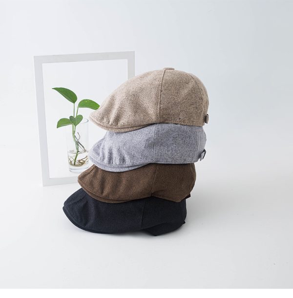 2024  new wholesale custom Spring and autumn plaid hand-woven beret INS style adjustable painter hat custom beret for man - Image 5