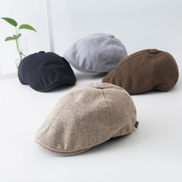 2024  new wholesale custom Spring and autumn plaid hand-woven beret INS style adjustable painter hat custom beret for man - Image 6
