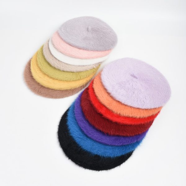 2024 Spring and autumn plaid hand-woven beret knitted hat INS style adjustable painter hat custom beret for women fitted hat - Image 2