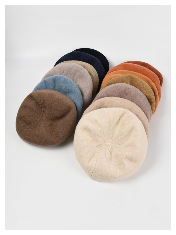 2024 Spring and autumn solid color wool beret knitted hat wholesale INS style  other hat custom beret hats for women - Image 2