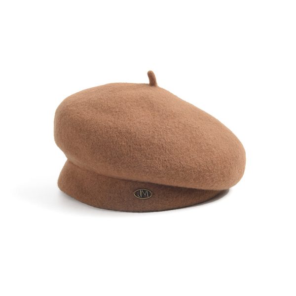 2024 Spring and autumn solid color real wool fedora beret hat wholesale INS style  other hat custom beret hats for women - Image 5
