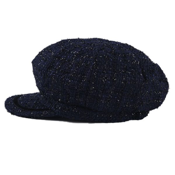 2024 chic style plaid hand-woven beret INS style adjustable painter hat custom beret for women British octagonal hat - Image 3