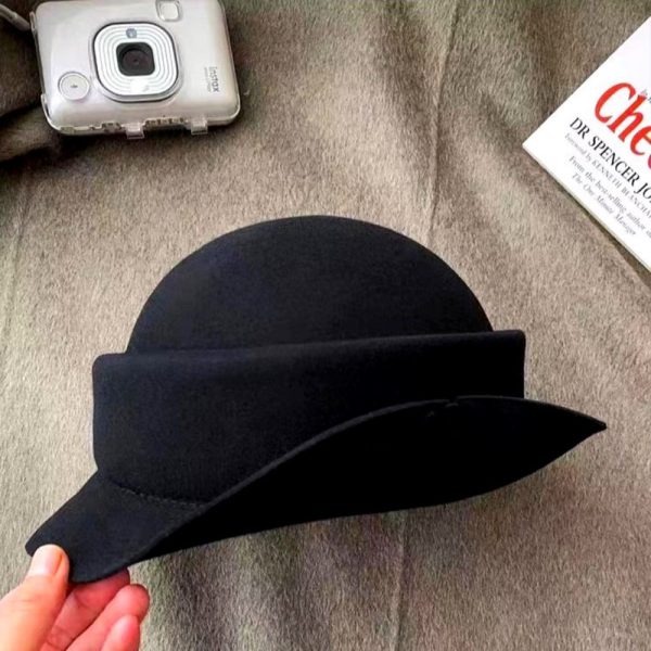 2024 Spring and autumn solid color wool beret hat winter fedora woman hats wholesale party brimless cap - Image 3