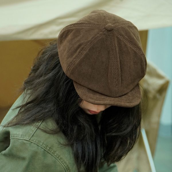 2024 wholesale solid color corduroy beret hat winter party beret hats trucker caps skull cap custom knitted cap - Image 6