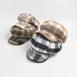 2024 wholesale plaid beret hats winter custom beret hats fedora party hats vintage hijab caps newsboy cap