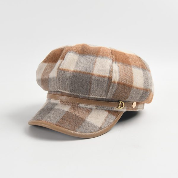 2024 wholesale plaid beret hats winter custom beret hats fedora party hats vintage hijab caps newsboy cap - Image 3