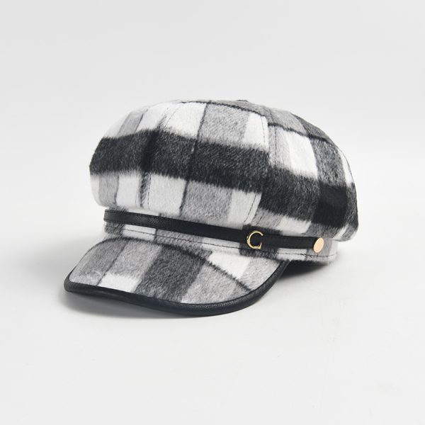 2024 wholesale plaid beret hats winter custom beret hats fedora party hats vintage hijab caps newsboy cap - Image 5