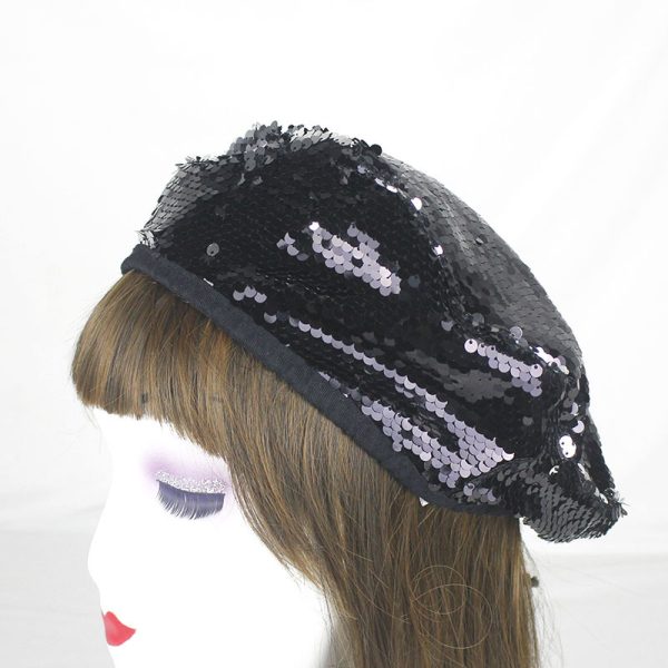 2024 wholesale light up beret hats custom color beanie beret caps four seasons sequin party beret hat