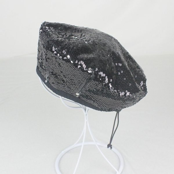 2024 wholesale light up beret hats custom color beanie beret caps four seasons sequin party beret hat - Image 4