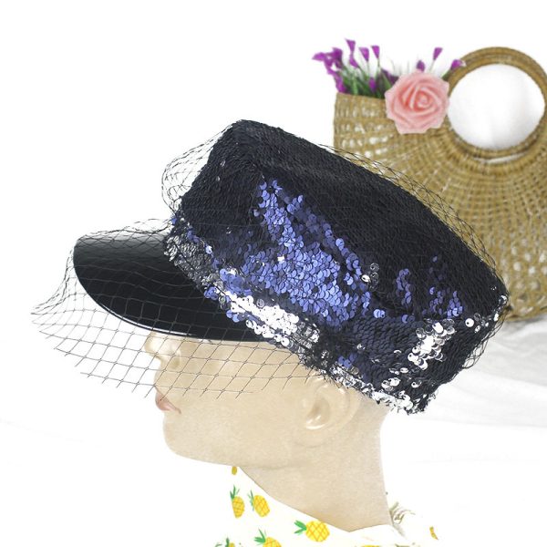 2024 wholesale women beret hats sequin fashion hats custom color visor sun caps fedora party church hat - Image 2