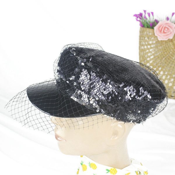 2024 wholesale women beret hats sequin fashion hats custom color visor sun caps fedora party church hat - Image 4