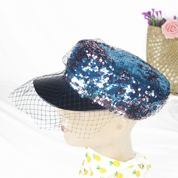 2024 wholesale women beret hats sequin fashion hats custom color visor sun caps fedora party church hat - Image 5