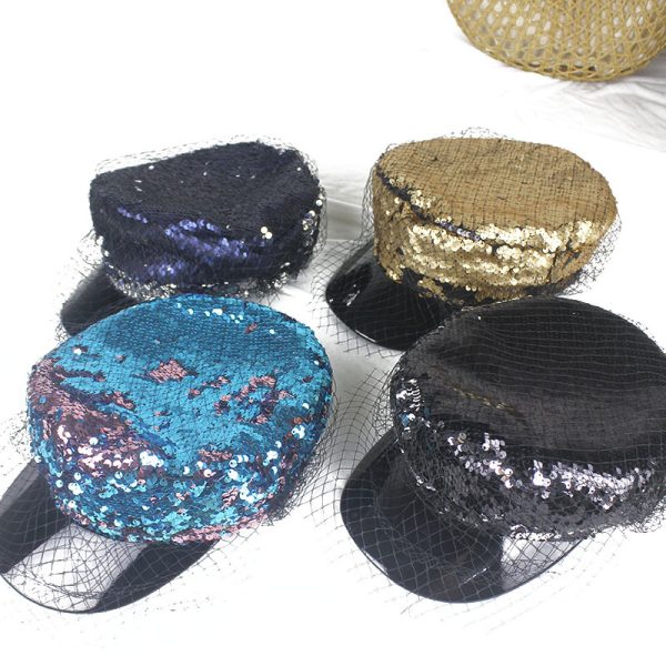 2024 wholesale women beret hats sequin fashion hats custom color visor sun caps fedora party church hat - Image 6