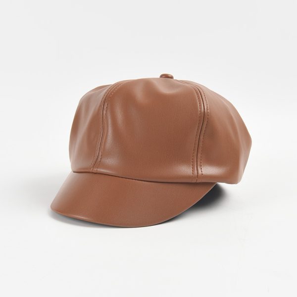 leather beret hats wholesale fitted fashion formal hats custom trucker hat women solid color designer cap - Image 3