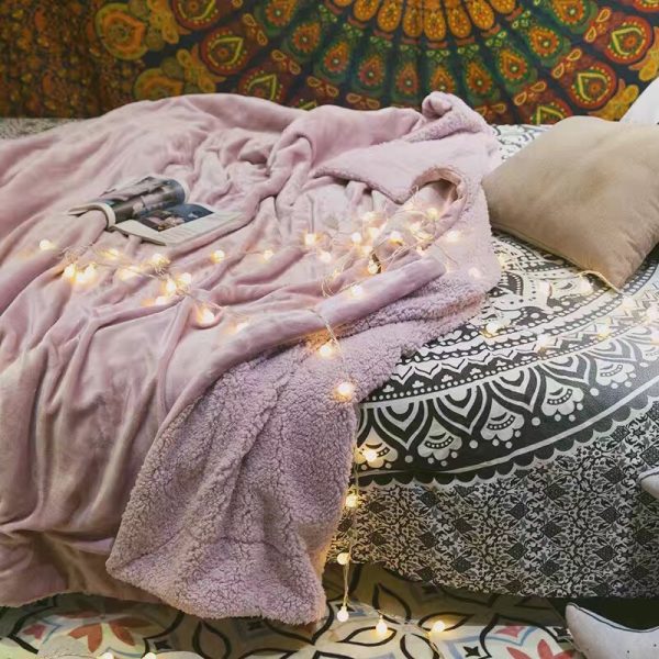 classic Solid color sherpa throw fleece flannel blanket for winter custom Double -layer bed weighted baby flannel blanket - Image 5