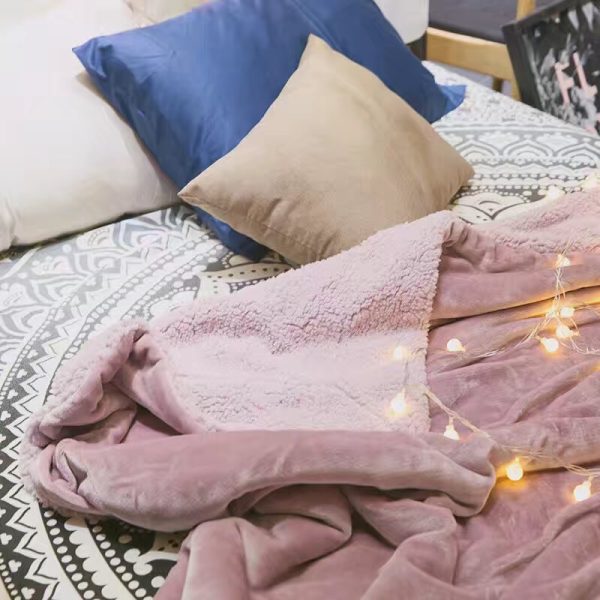 classic Solid color sherpa throw fleece flannel blanket for winter custom Double -layer bed weighted baby flannel blanket - Image 6