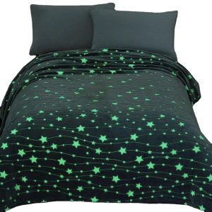 wholesale glow in the dark blanket custom Christmas kids soft flannel blanket warm magic luminous blanket for winter