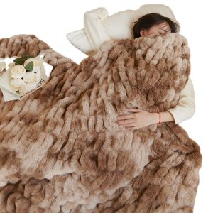 Faux designer rabbit fur throw blanket custom carved bed fake fur double down blanket fake fur blanket