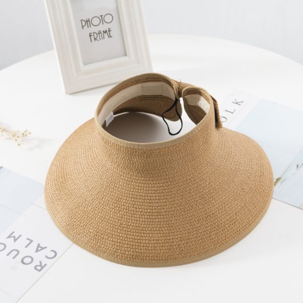 2024 Wholesale Fashion Women Foldable Sun Beach Visor Hat Roll Up Wide Brim Hat paper womens Straw Hat
