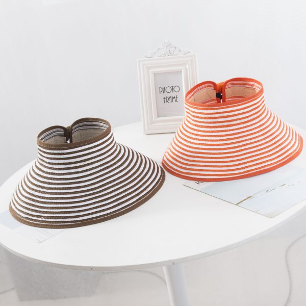 2024 Wholesale Fashion Women Foldable Sun Beach Visor Hat Roll Up Wide Brim Hat paper womens Straw Hat - Image 3
