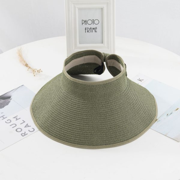 2024 Wholesale Fashion Women Foldable Sun Beach Visor Hat Roll Up Wide Brim Hat paper womens Straw Hat - Image 6