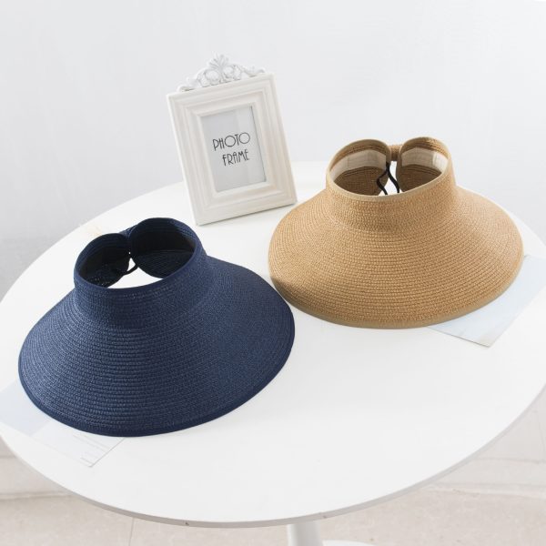 2024 Wholesale Fashion Women Foldable Sun Beach Visor Hat adjustable shade beach visor straw baseball hat paper womens Straw Hat - Image 5