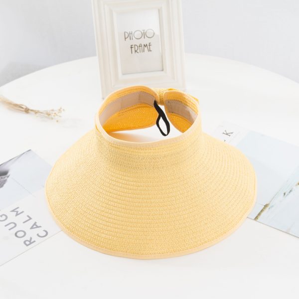 2024 Wholesale Fashion Women Foldable Sun Beach Visor Hat adjustable shade beach visor straw baseball hat paper womens Straw Hat - Image 6