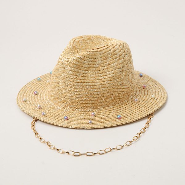 2024 new wholesale Unisex  Fashion with diamond Real grass straw hat straw cowboy hats womens other hats women