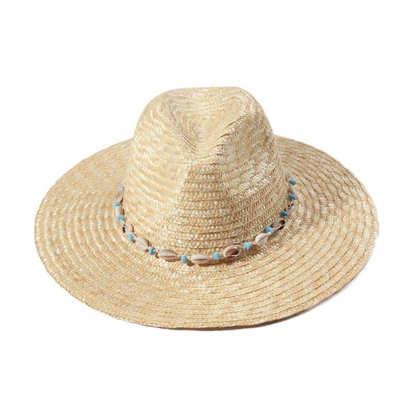 2024 new wholesale Unisex  Fashion with shell Real grass straw hat cap straw cowboy hats womens other hats & caps - Image 3