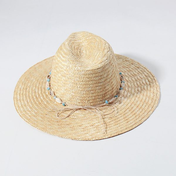 2024 new wholesale Unisex  Fashion with shell Real grass straw hat cap straw cowboy hats womens other hats & caps - Image 4