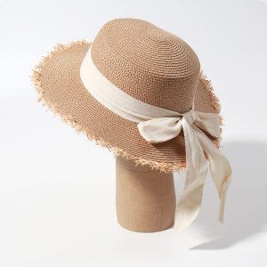 2024 wholesale custom paper straw hat casual sun womens straw hats summer straw hat women raffia edge