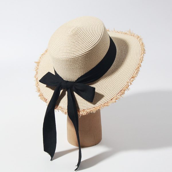 2024 wholesale custom paper straw hat casual sun womens straw hats summer straw hat women raffia edge - Image 2