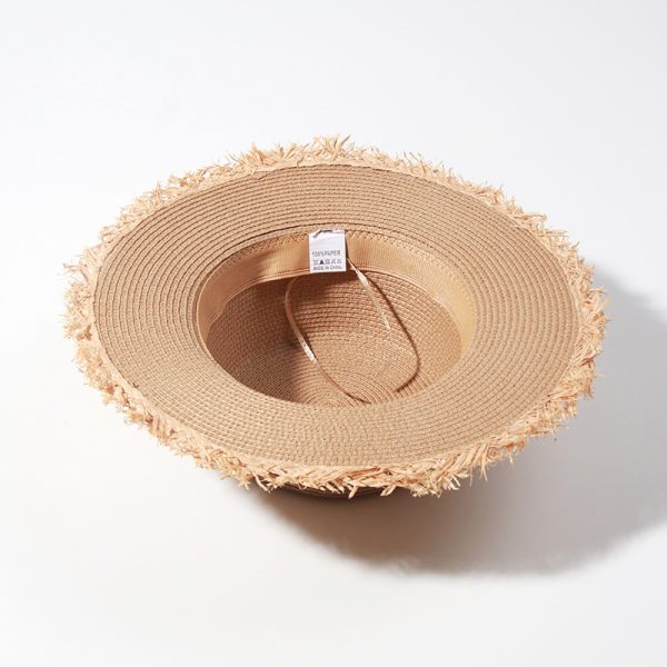 2024 wholesale custom paper straw hat casual sun womens straw hats summer straw hat women raffia edge - Image 5