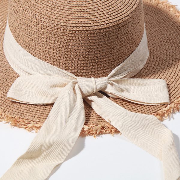 2024 wholesale custom paper straw hat casual sun womens straw hats summer straw hat women raffia edge - Image 6